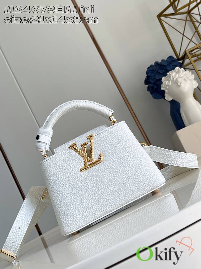 Okify Louis Vuitton Mini Capucines Bag M24673 In White 21x14x8cm - 1