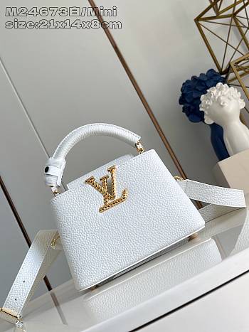 Okify Louis Vuitton Mini Capucines Bag M24673 In White 21x14x8cm