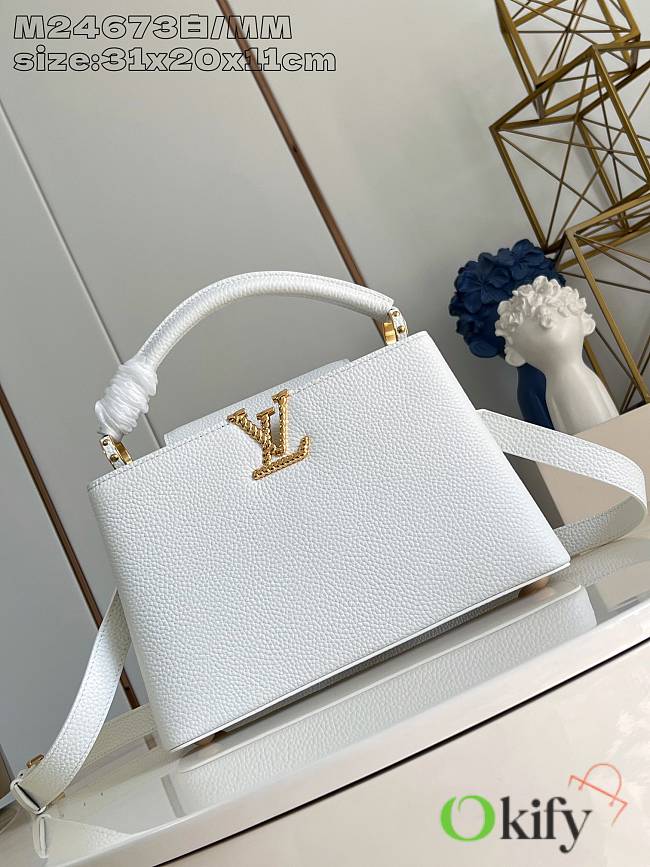 Okify Louis Vuitton MM Capucines Bag M24673 In White 31x20x11cm  - 1