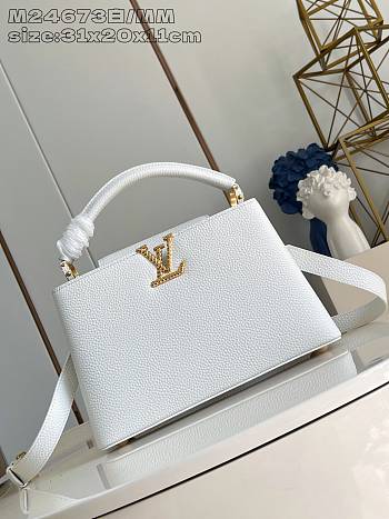 Okify Louis Vuitton MM Capucines Bag M24673 In White 31x20x11cm 