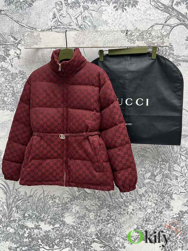 Okify Gucci Stand Collar Down Jacket In Red SML  - 1