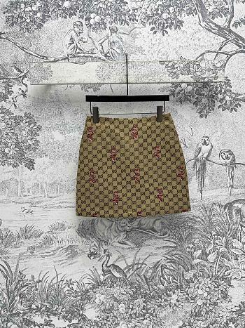 Okify Gucci High Waist Quilted Short Skirt With Snake Pattern SML