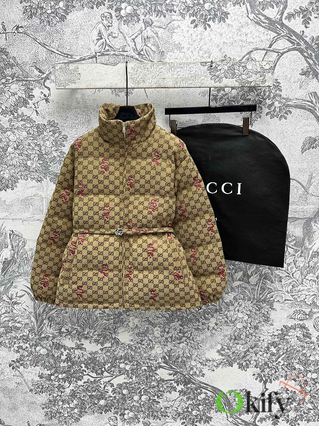 Okify Gucci Stand-up Collar Down Jacket With Snake Pattern SML  - 1