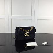 Okify Gucci Marmont In Black Velvet With Red Inner 22x14x6cm  - 1