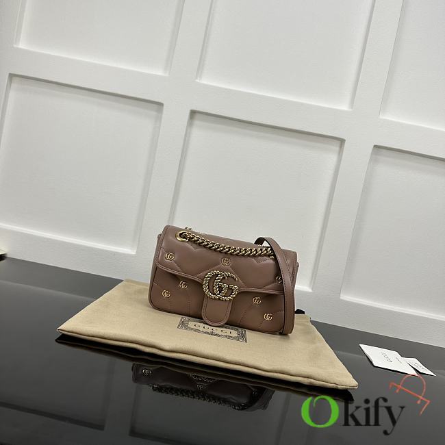 Okify Gucci Marmont Bag In Nude Pink With Small Logos 22x14x6cm - 1