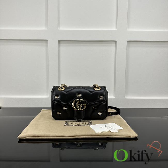 Okify Gucci Marmont Bag In Black With Small Logos 22x14x6cm - 1