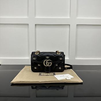 Okify Gucci Marmont Bag In Black With Small Logos 22x14x6cm