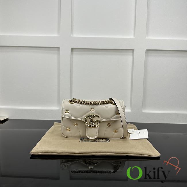 Okify Gucci Marmont Bag In White With Small Logos 22x14x6cm - 1