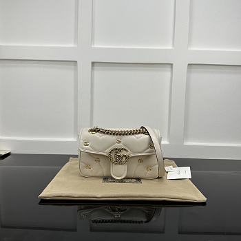 Okify Gucci Marmont Bag In White With Small Logos 22x14x6cm