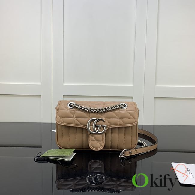 Okify Gucci Marmont Bag In Light Brown Lambskin 22x14x7cm  - 1