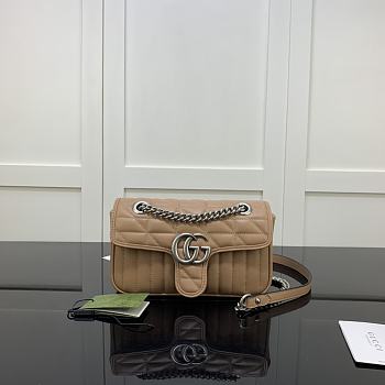 Okify Gucci Marmont Bag In Light Brown Lambskin 22x14x7cm 