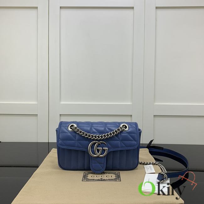 Okify Gucci Marmont Bag In Blue Lambskin 22x14x7cm  - 1