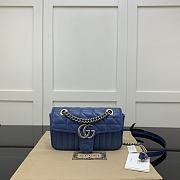 Okify Gucci Marmont Bag In Blue Lambskin 22x14x7cm  - 1