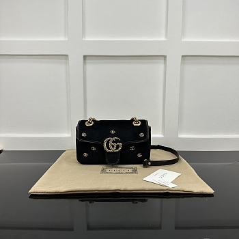 Okify Gucci Marmont Bag In Black Velvet With Small Logos 22x14x6cm