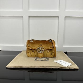 Okify Gucci Marmont Bag In Yellow Velvet With Small Logos 22x14x6cm