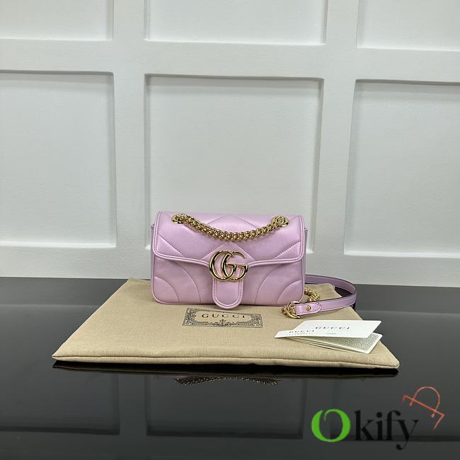 Okify Gucci Marmont Bag In Shiny Light Pink 22x14x6cm  - 1