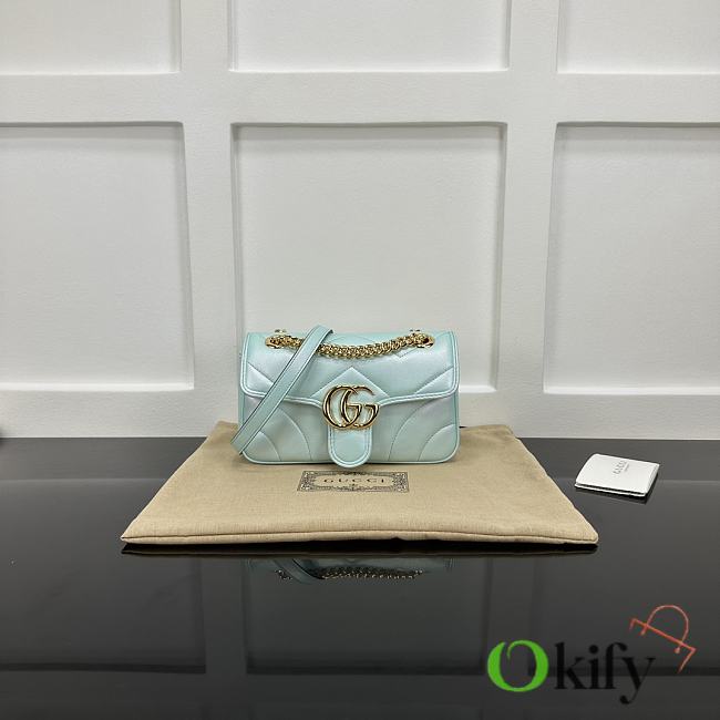 Okify Gucci Marmont Bag In Shiny Light Blue 22x14x6cm  - 1