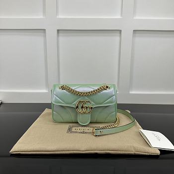 Okify Gucci Marmont Bag In Shiny Light Green 22x14x6cm 