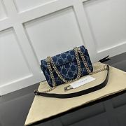 Okify Gucci Marmont Bag In Canvas Denim Blue 22x14x6cm  - 4