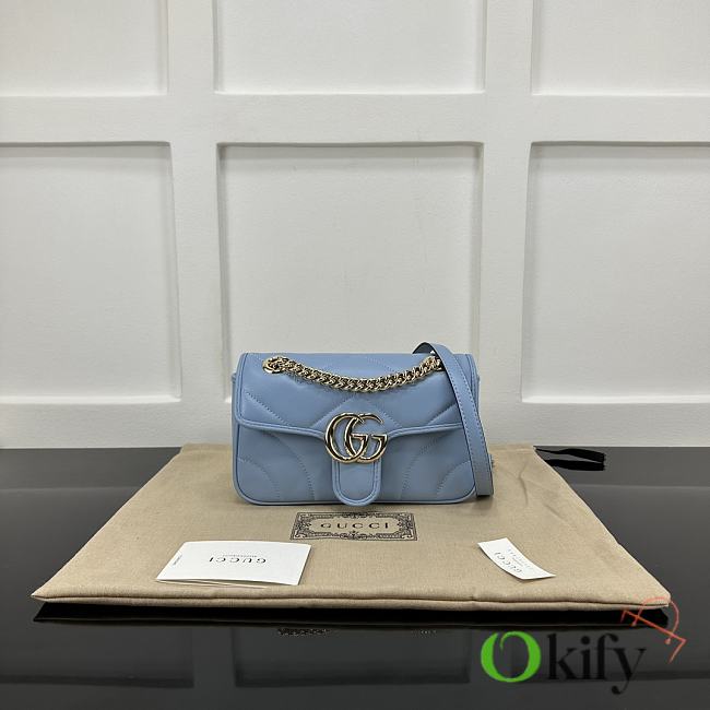 Okify Gucci Marmont Bag In Blue 22x14x7cm 20790 - 1