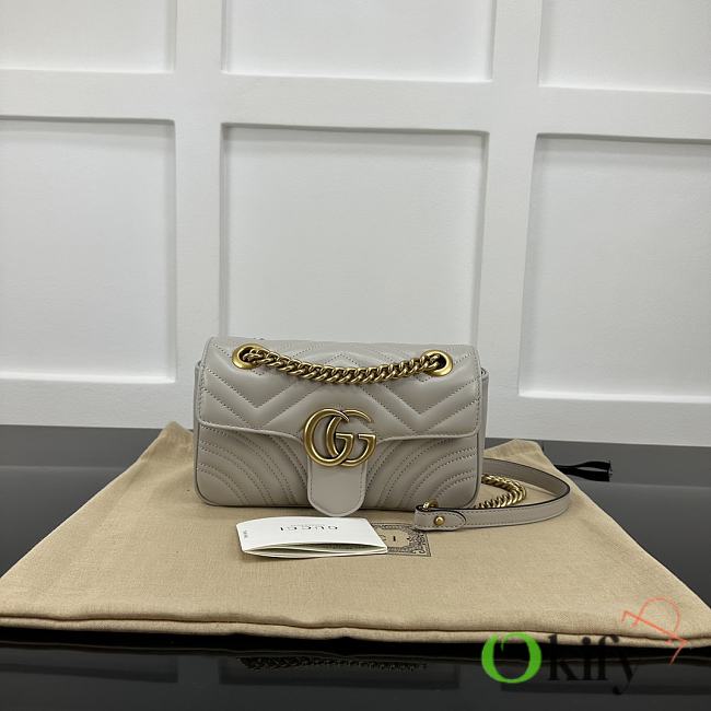 Okify Gucci Marmont Bag In Light Grey Gray 22x14x7cm 20791 - 1