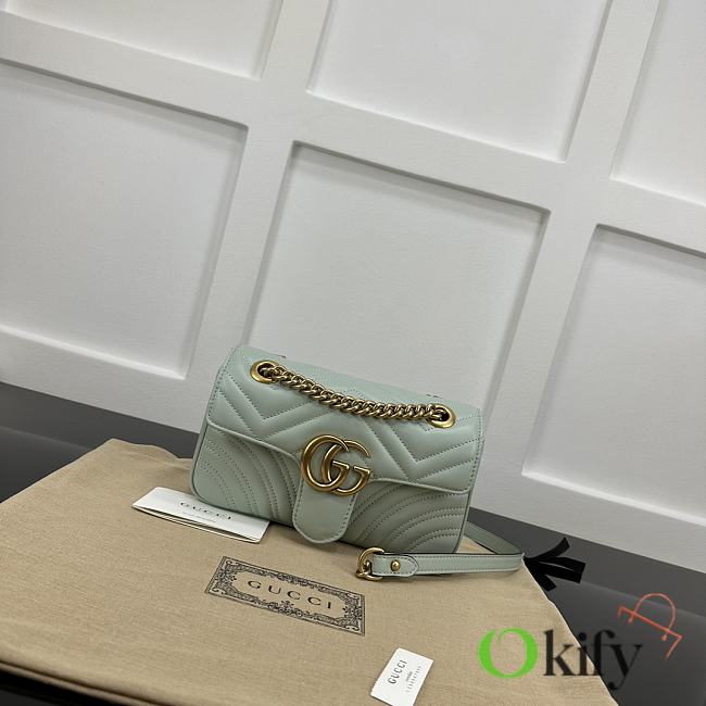 Okify Gucci Marmont Bag In Light Green 22x14x7cm 20792 - 1