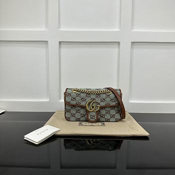 Okify Gucci Marmont Canvas Light Green Bag With Brown Border 22x14x6cm 