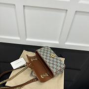 Okify Gucci Marmont Canvas Light Green Bag With Brown Border 22x14x6cm  - 4