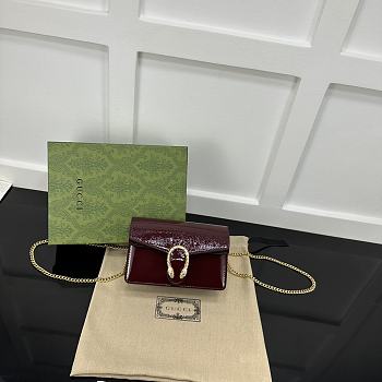 Okify Gucci Dionysus Super Mini Bag In Dark Red 17.5x11x6.5cm 