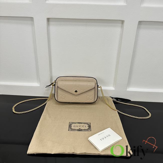 Okify Gucci Super Mini Shoulder Envelope Bag In Beige 18x11x4cm  - 1