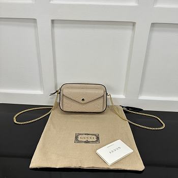 Okify Gucci Super Mini Shoulder Envelope Bag In Beige 18x11x4cm 