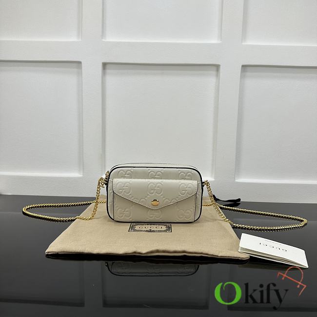 Okify Gucci Super Mini Shoulder Envelope Bag In White 18x11x4cm  - 1