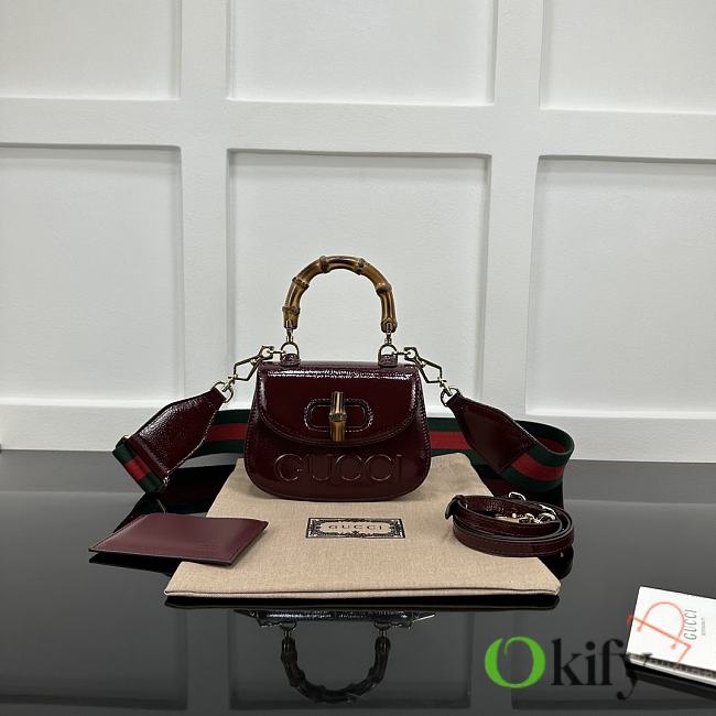 Okify Gucci Bamboo 1947 Mini Top Handle Bag In Red 17x12x7.5cm  - 1