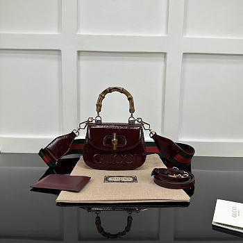 Okify Gucci Bamboo 1947 Mini Top Handle Bag In Red 17x12x7.5cm 