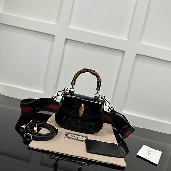 Okify Gucci Bamboo 1947 Mini Top Handle Bag In Black 17x12x7.5cm 