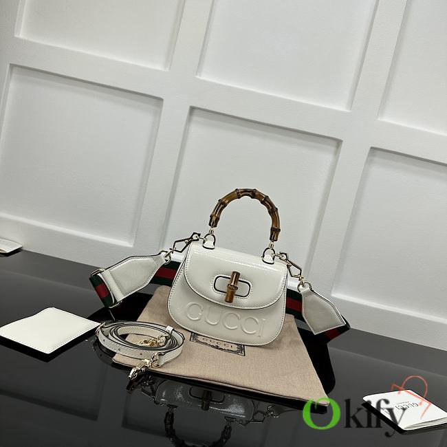 Okify Gucci Bamboo 1947 Mini Top Handle Bag In White 17x12x7.5cm  - 1