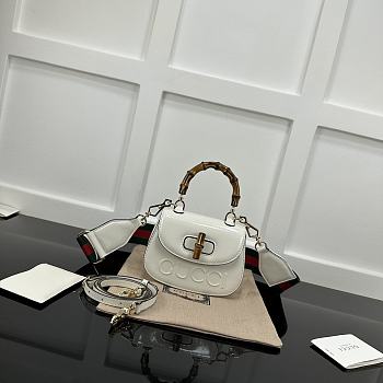 Okify Gucci Bamboo 1947 Mini Top Handle Bag In White 17x12x7.5cm 