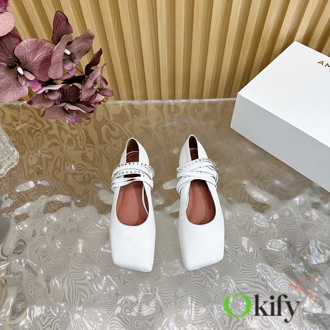 Okify Amina Muaddi Square Head Ballet Flat Shoes In White EU35-42 20811 - 1