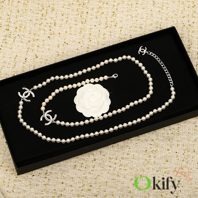 Okify CC Pearl Silver Necklace 20812 - 1