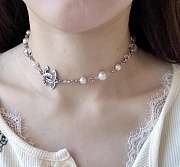 Okify CC Pearl Choker Silver Necklace 20819 - 1