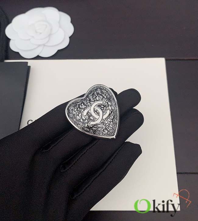 Okify CC Heart Silver Brooch 20828 - 1