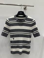 Okify Dior Short Sleeves Cardigan With Stripe Pattern In Grey Gray SML - 1