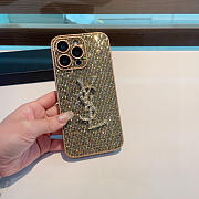 Okify YSL Phone Case In Brown With Diamond 20857 - 1