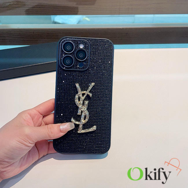 Okify YSL Phone Case In Black With Diamond 20858 - 1