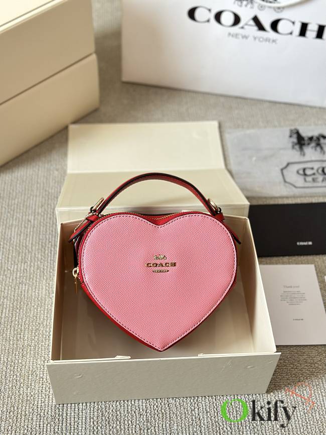 Okify Coach Heart Bag In Red And Pink 18x14cm - 1