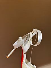 Okify Christian Louboutin Cassia Lace Up Blush Crepe Satin Heels In White 11cm - 3