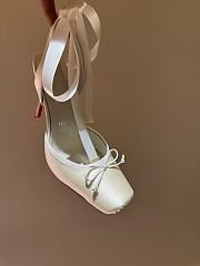 Okify Christian Louboutin Cassia Lace Up Blush Crepe Satin Heels In White 11cm - 5