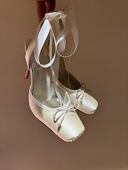 Okify Christian Louboutin Cassia Lace Up Blush Crepe Satin Heels In White 11cm - 1