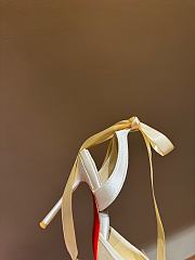 Okify Christian Louboutin Cassia Lace Up Blush Crepe Satin Heels In Beige 11cm - 5