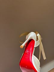 Okify Christian Louboutin Cassia Lace Up Blush Crepe Satin Heels In Beige 11cm - 4